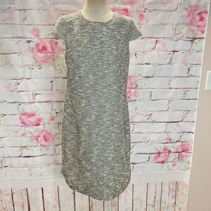 J. Crew Women's Cap Sleeve Lined Tweed Shift Mini Gray Dress Size 8